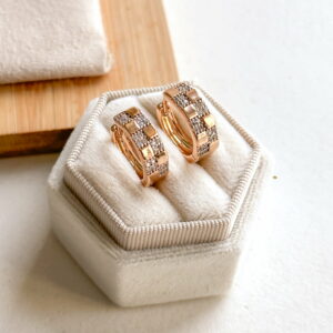 Kolczyki kółka kratka cyrkonie