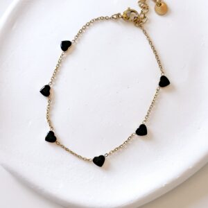 Bransoletka serca emaliowane czarne