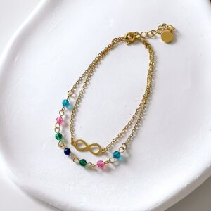 Bransoletka podwójna nieskończoność kolorowe koraliki