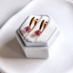 Kolczyki różowy kryształek