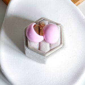 Kolczyki bomby emaliowane różowe