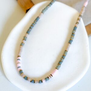 Naszyjnik przekładki silikonowe różowe i szare