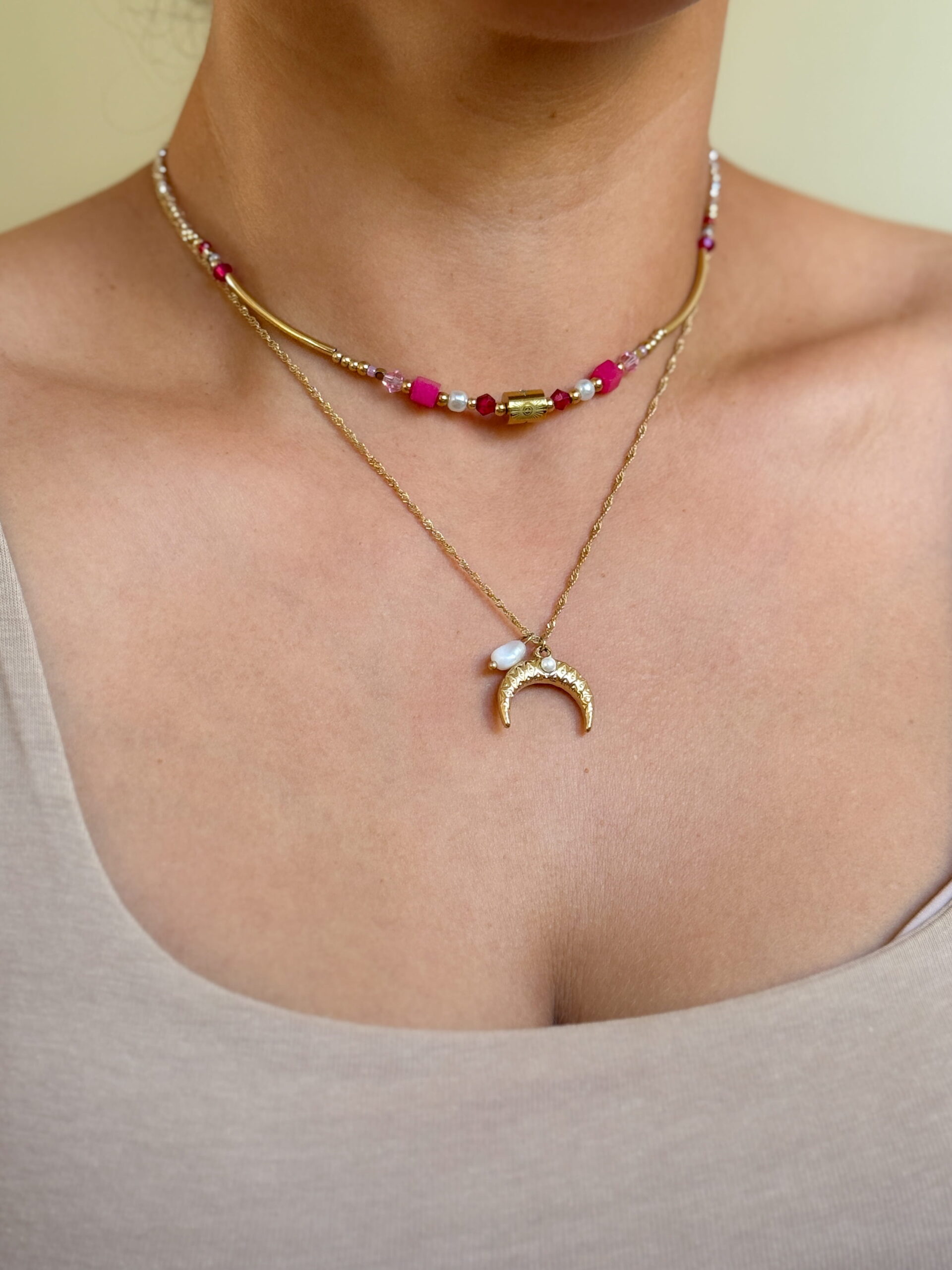 Ręcznie wykonany naszyjnik księżyc perła - obrazek 3