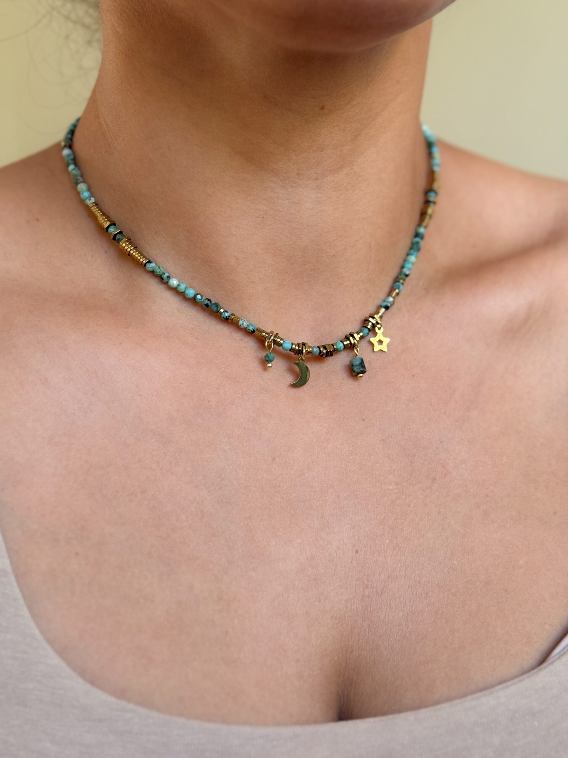 Naszyjnik choker Turkus afrykański