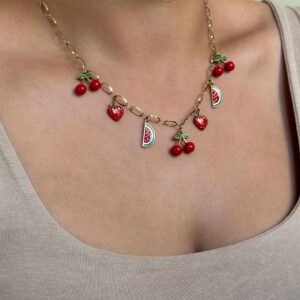 Naszyjnik choker arbuzy, truskawki i wisienki