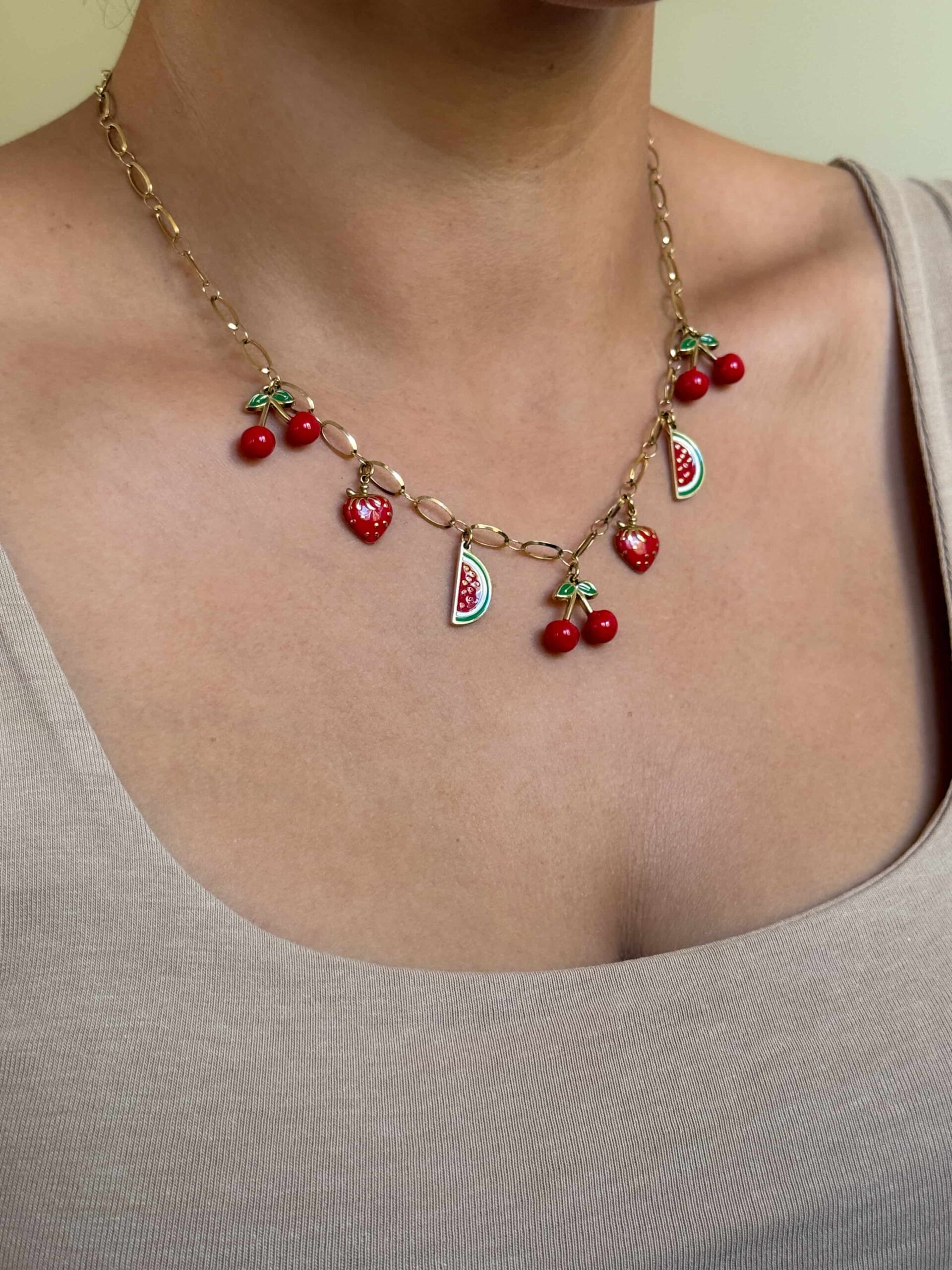 Naszyjnik choker arbuzy, truskawki i wisienki