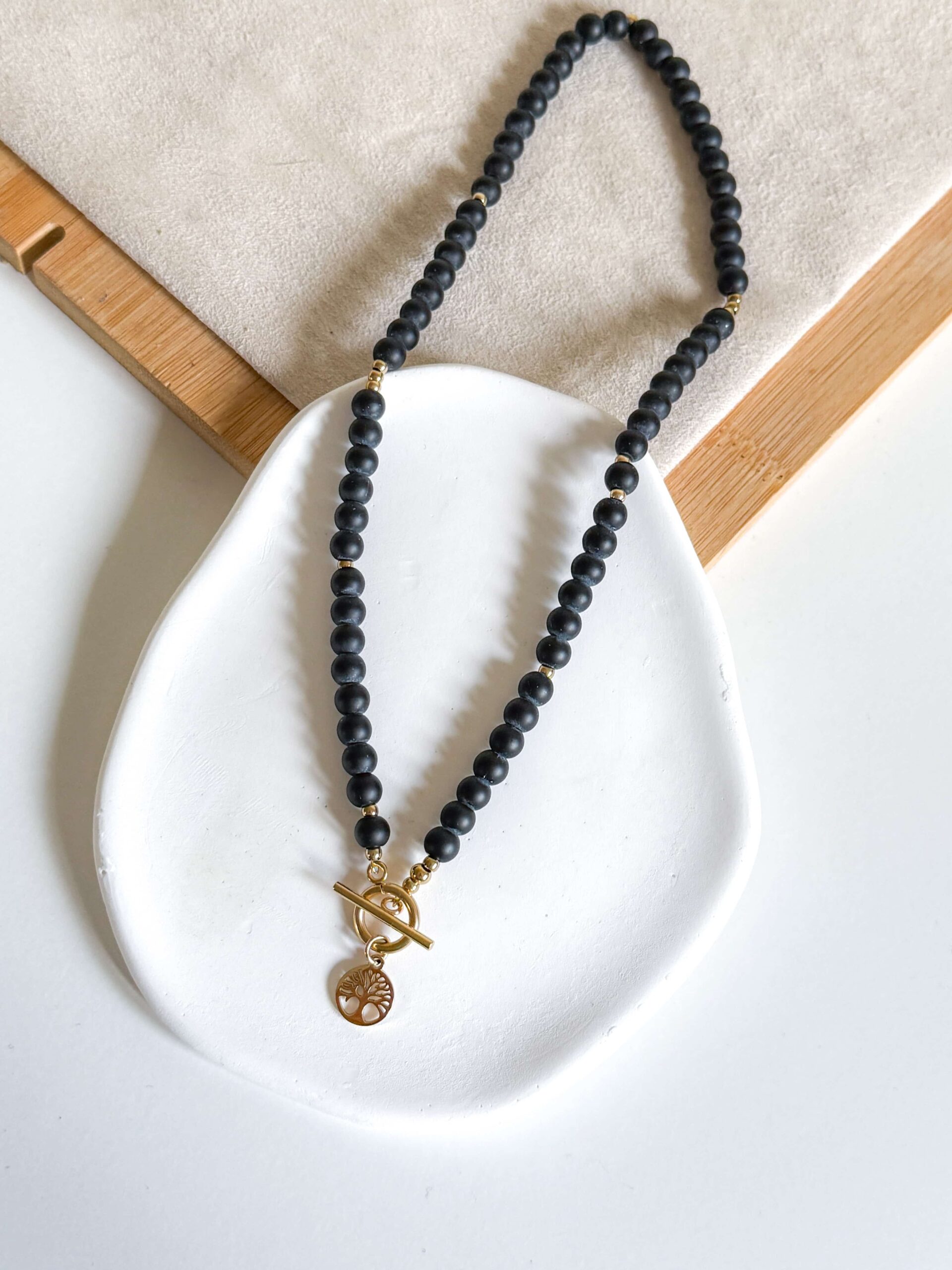 Ręcznie wykonany naszyjnik kamienie onyks drzewo życia - obrazek 3