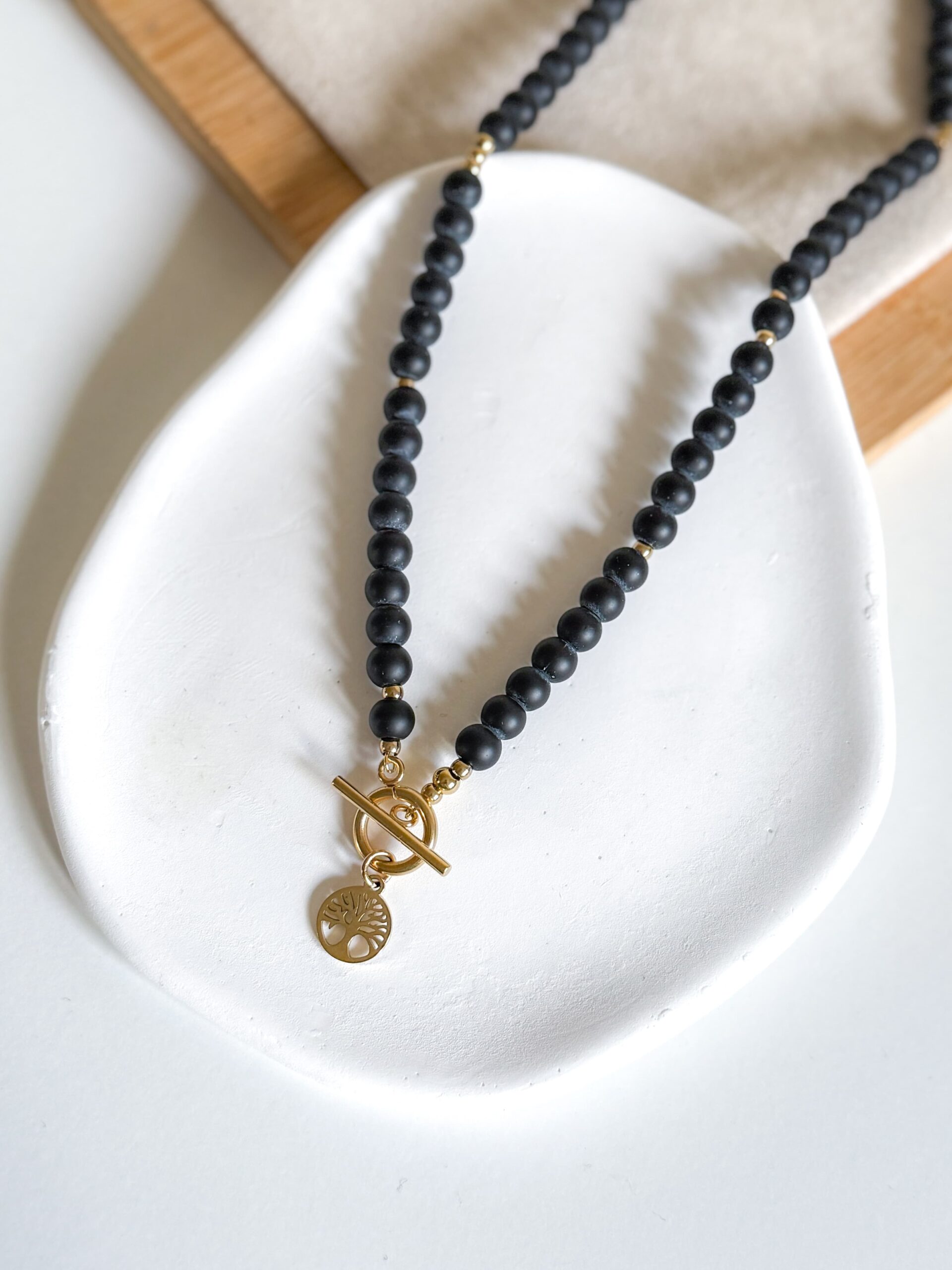 Ręcznie wykonany naszyjnik kamienie onyks drzewo życia - obrazek 2