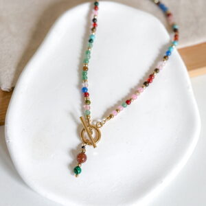 Naszyjnik kamienie w jesiennych kolorach malachit