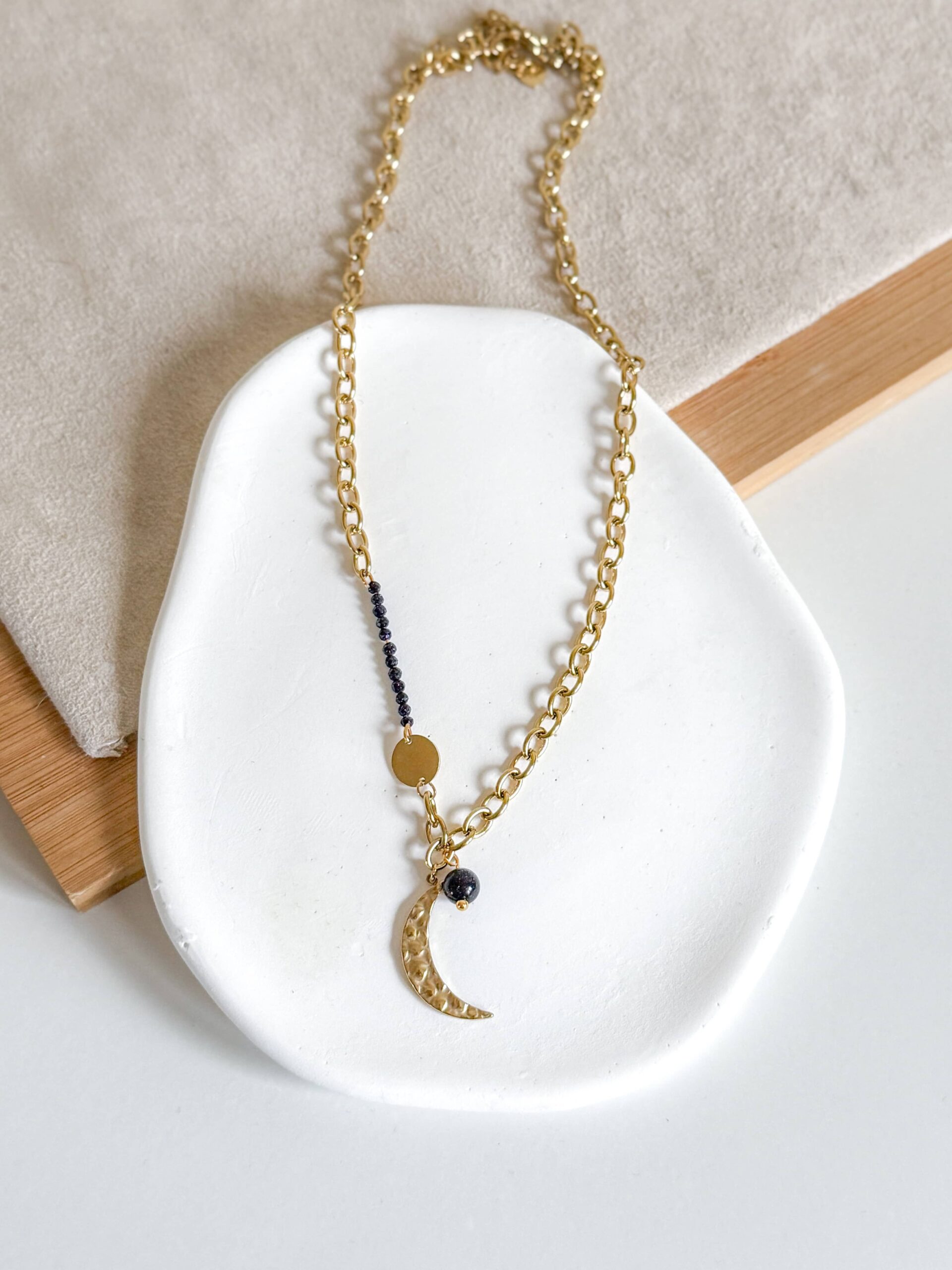 Ręcznie wykonany naszyjnik kamienie Noc Kairu księżyc - obrazek 2