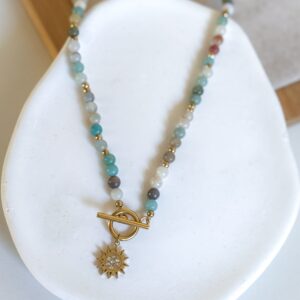 Ręcznie wykonany naszyjnik amazonit słońce
