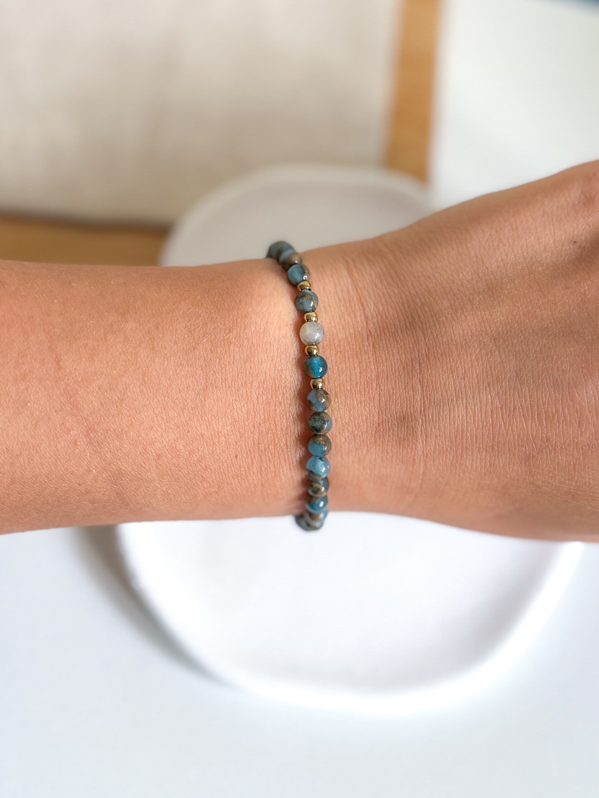 Bransoletka na gumce ręcznie robiona jaspis jesienny