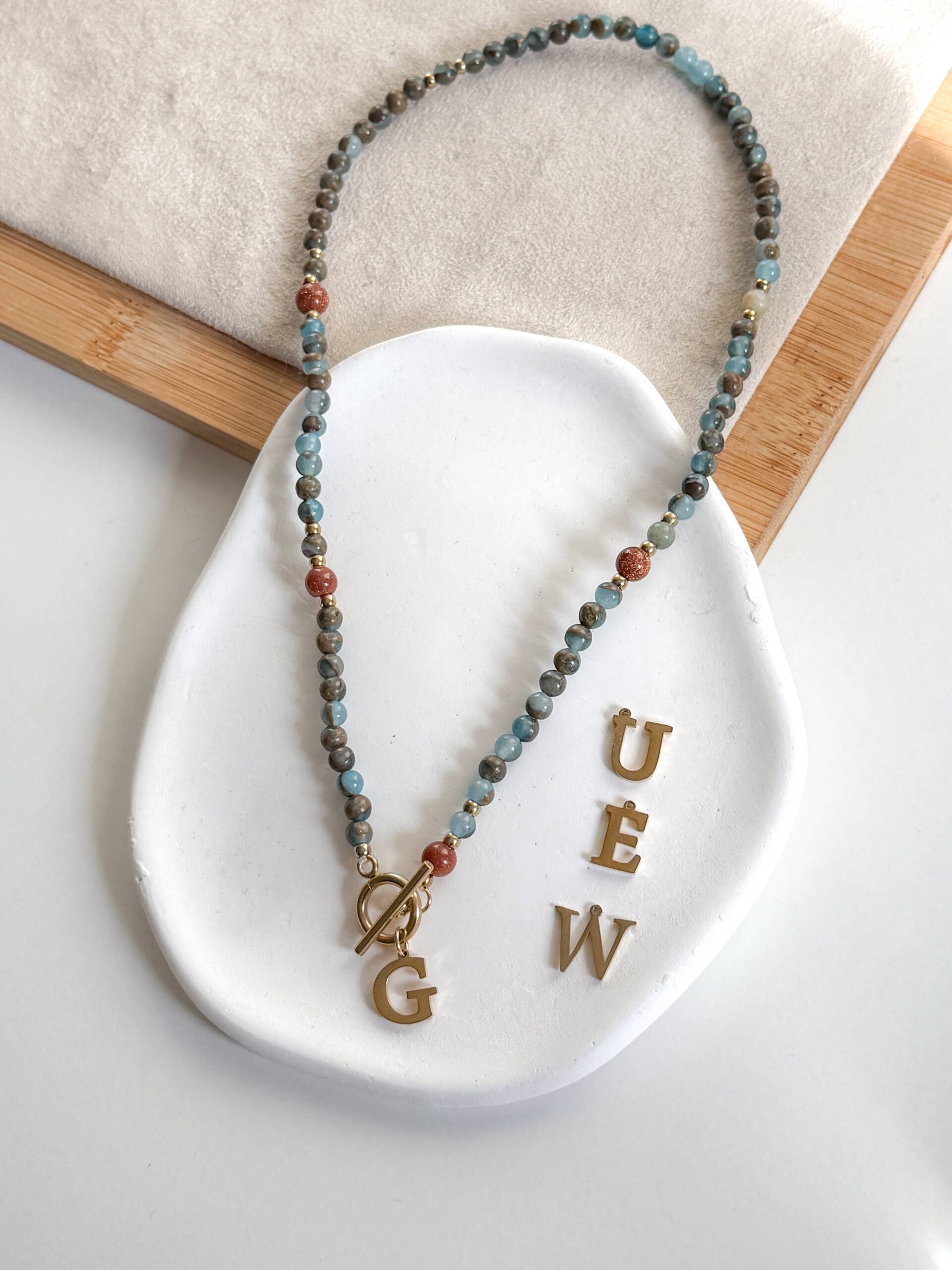 Naszyjnik ręcznie wykonany kamienie jaspis jesienny LITERA - obrazek 2