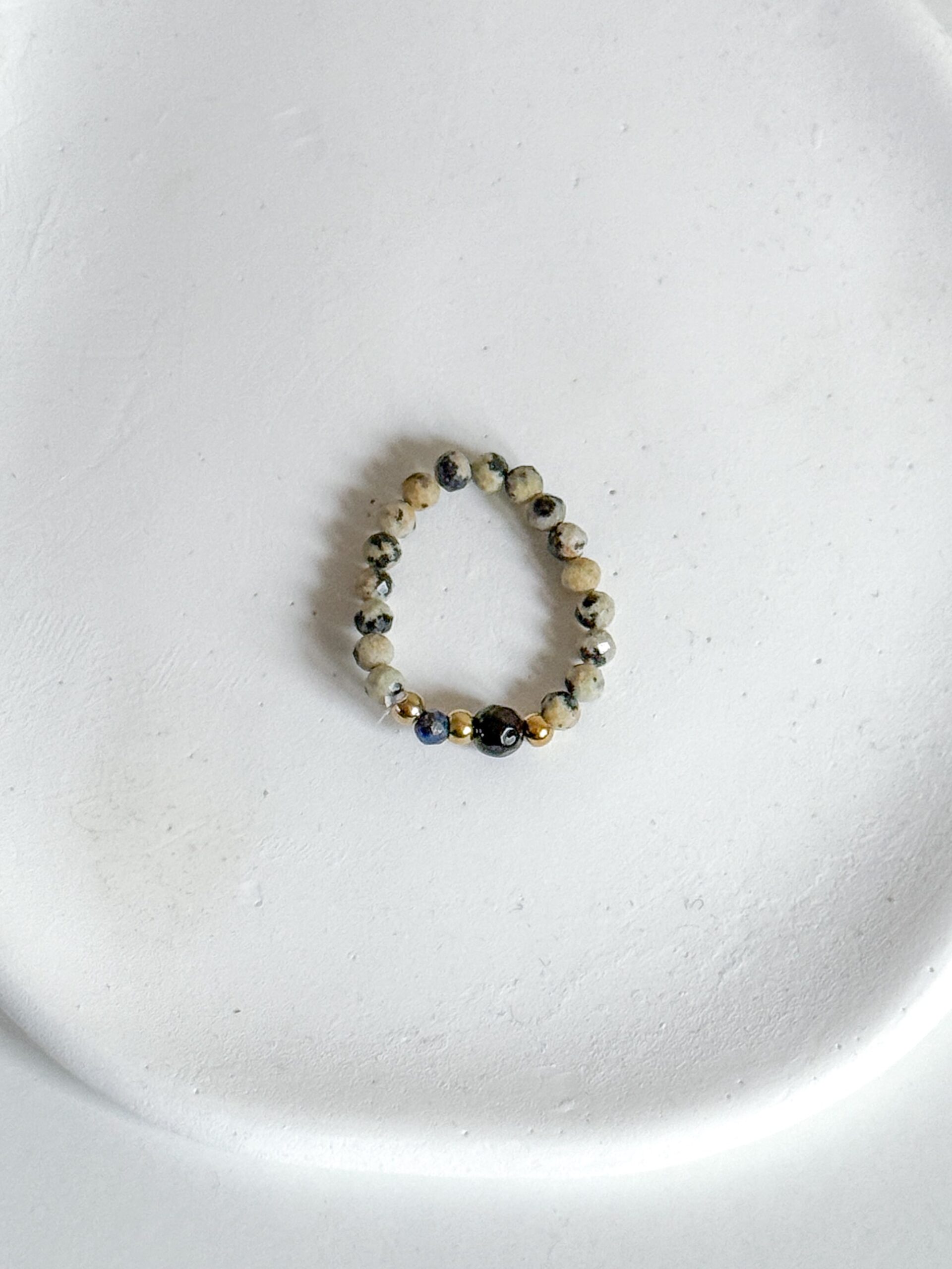 Pierścionek ręcznie wykonany kamienie jaspis dalmatyński turmalin lapis lazuli - obrazek 3