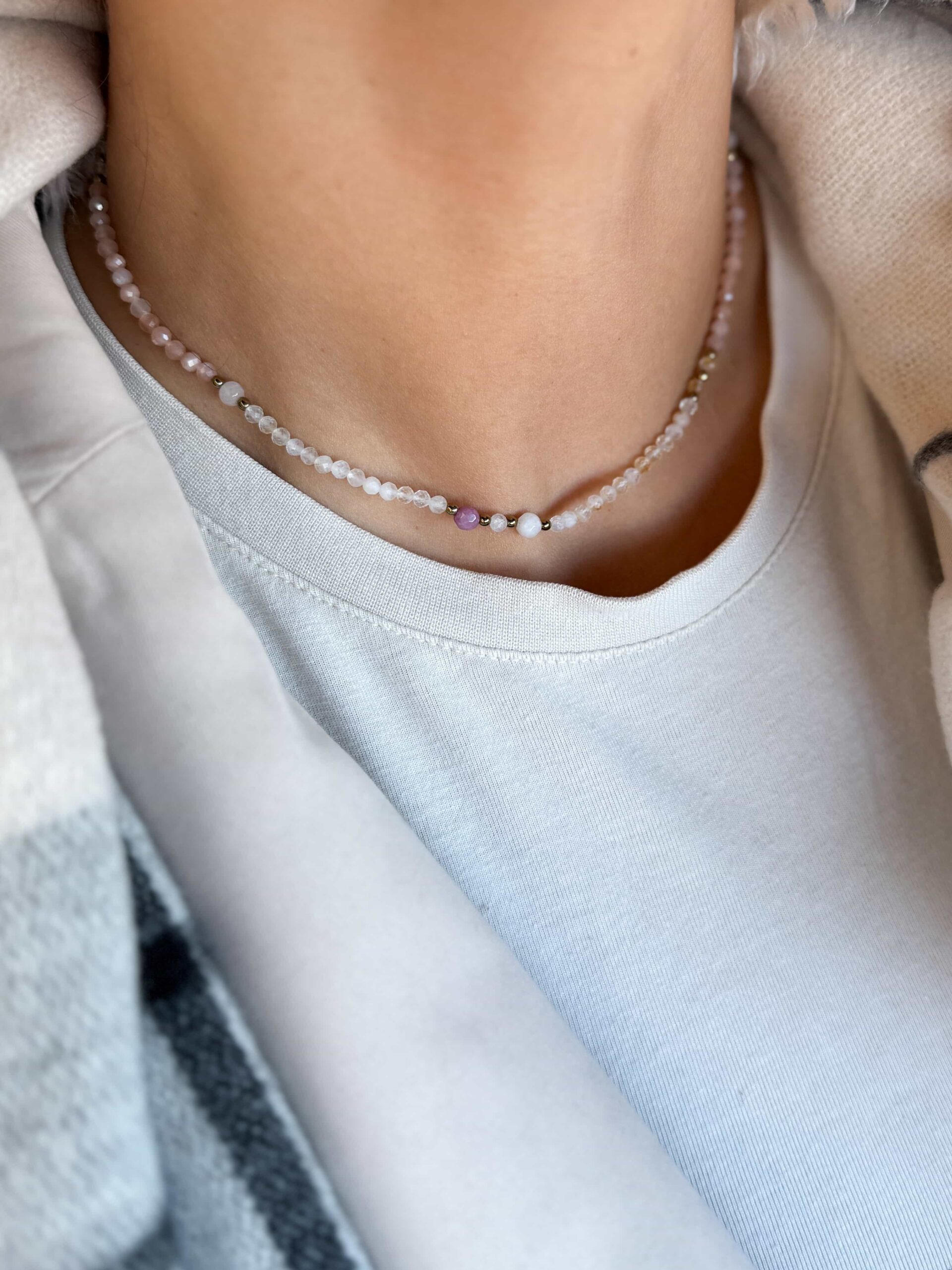 Naszyjnik choker ręcznie wykonany Cytryn kamień słoneczny