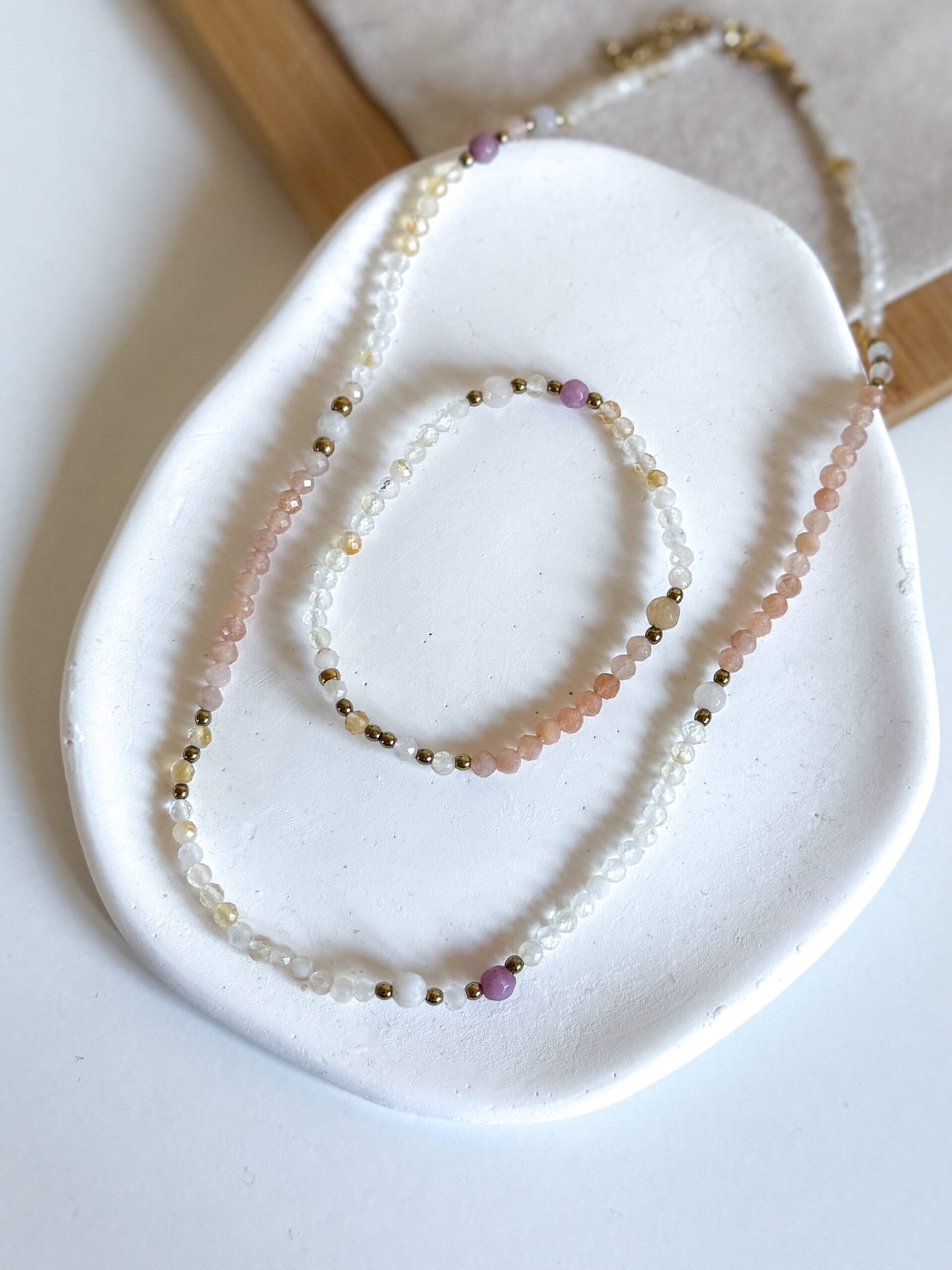 Naszyjnik choker ręcznie wykonany Cytryn kamień słoneczny - obrazek 2