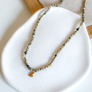 Naszyjnik choker ręcznie wykonany jaspis dalmatyński serce