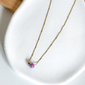 Naszyjnik kulka kamień Jaspis cesarski fioletowy