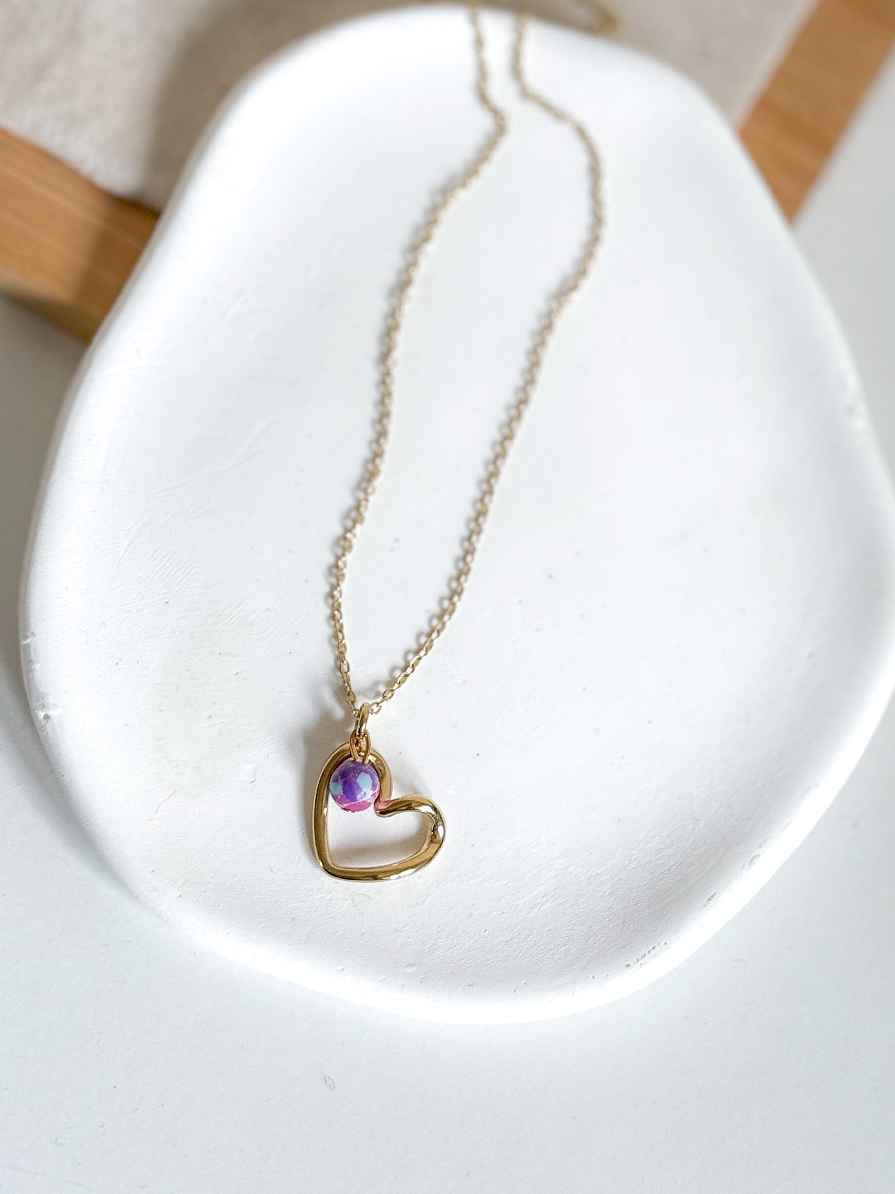 Naszyjnik obwódka serce kamień jaspis cesarski fioletowy