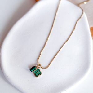 Naszyjnik koniczynka malachit