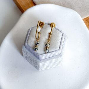 Kolczyki ręcznie wykonane owale kamień Jaspis dalmatyński