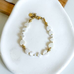 Bransoletka serca koniczynki masa perłowa