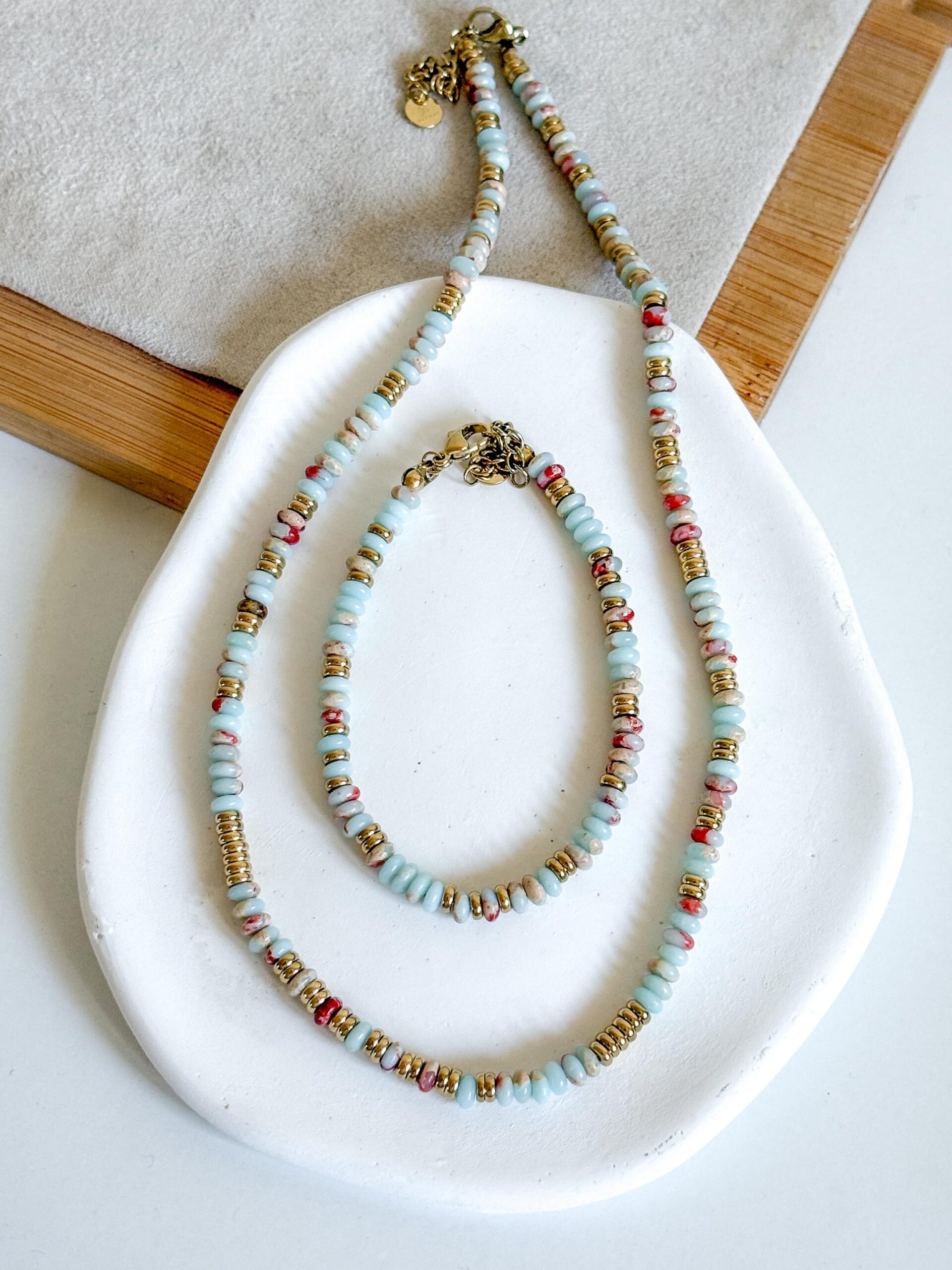 Komplet bransoletka i naszyjnik kamienie naturalne - obrazek 2