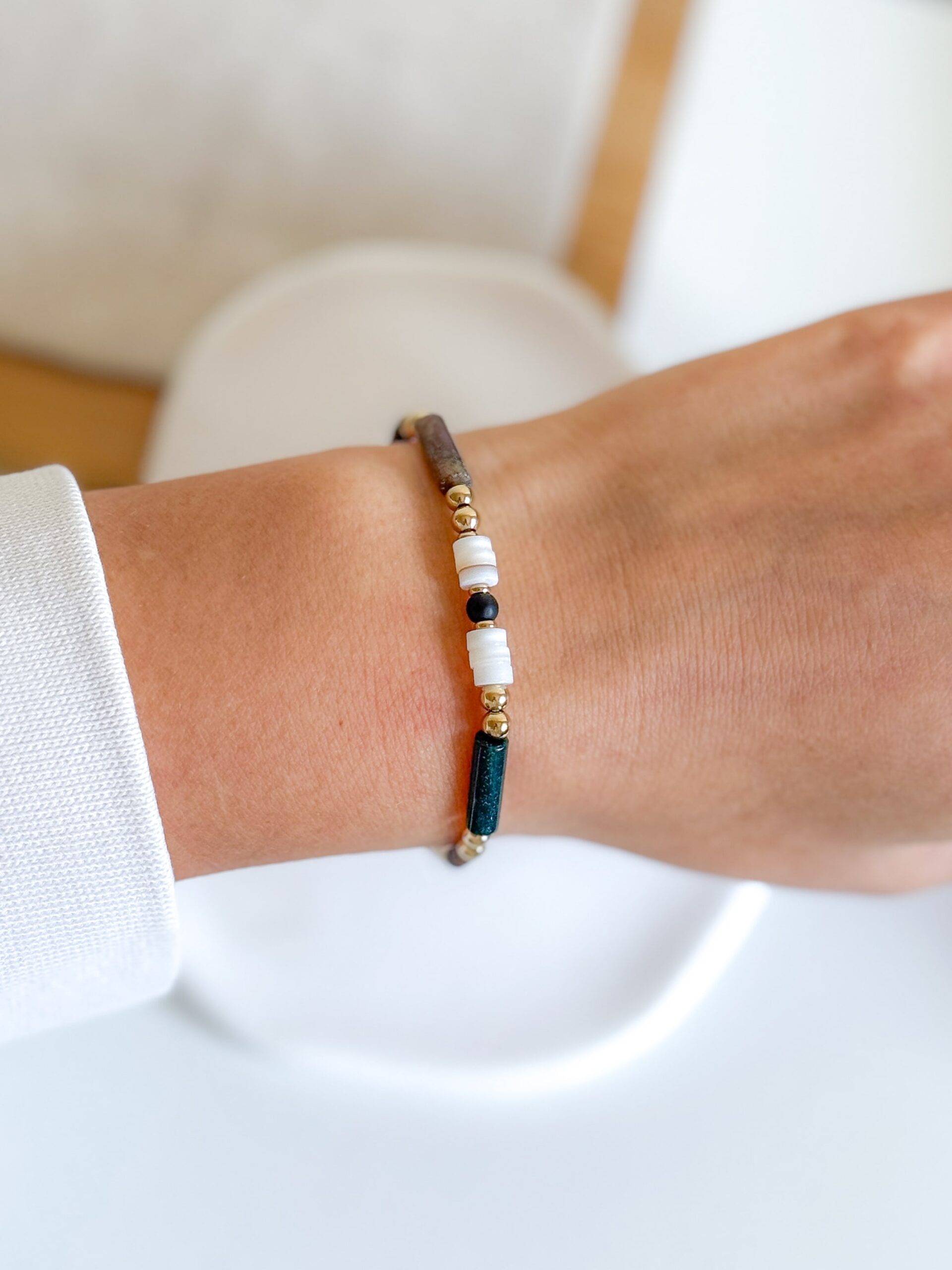 Komplet bransoletka i naszyjnik tygrysie oko, agat zielony - obrazek 3