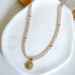 Naszyjnik choker szampański słońce cyrkonie