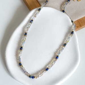 Naszyjnik koraliki opalizujące kamienie Lapis Lazuli