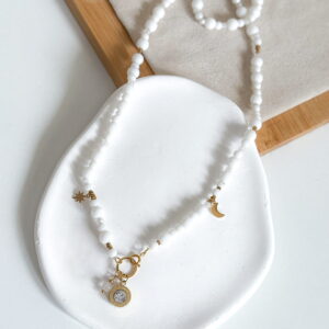 Naszyjnik onyks biały zawieszki