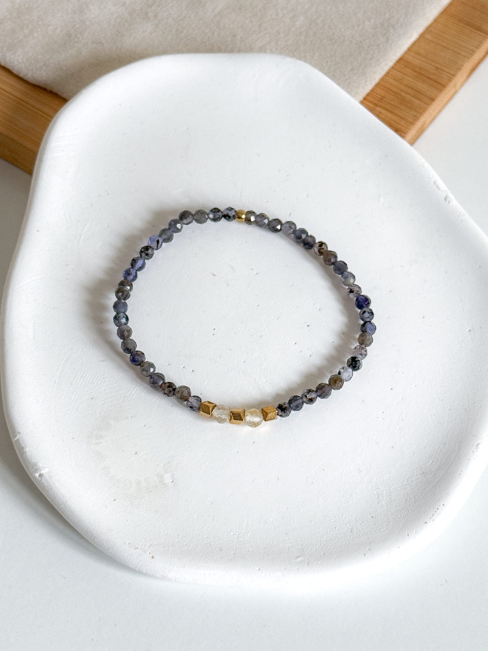 Bransoletka na gumce, ręcznie robiona TANZANIT cytryn