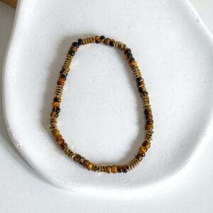 Bransoletka tygrysie oko przekładki złote