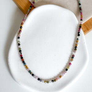 Naszyjnik choker ręcznie wykonany turmalin kolorowy