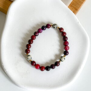 Bransoletka na gumce, ręcznie robiona granat jaspis dalmatyński