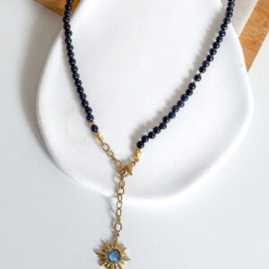 Naszyjnik choker ręcznie wykonany Noc Kairu słońce kryształ