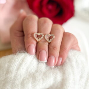 Kolekcja walentynkowa- kolczyki serca obwódki cyrkonie