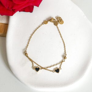 Kolekcja walentynki bransoletka serca czarne