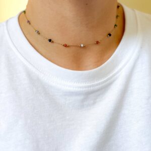 Naszyjnik krótki choker z dodatkiem kamieni