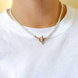 Naszyjnik choker perły hodowlane zapięcie Tbar