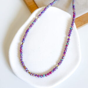 Naszyjnik choker delikatny jaspis cesarski fioletowy