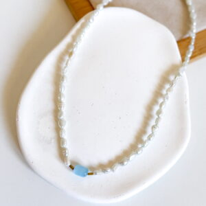 Naszyjnik choker perły hodowlane pastylka błękitna