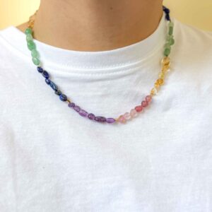 Naszyjnik WIOSNA/LATO kamienie przejścia fluoryt, ametyst, kwarc, cytryn