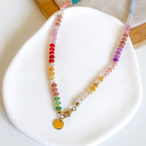 Naszyjnik WIOSNA/LATO kamienie boho dyski