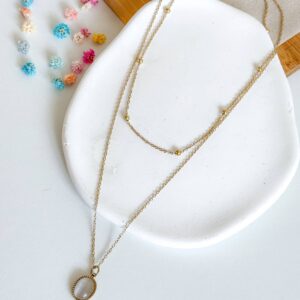 Naszyjnik podwójny długi z kamieniem