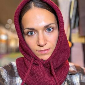 Balaclava wełna bordowa